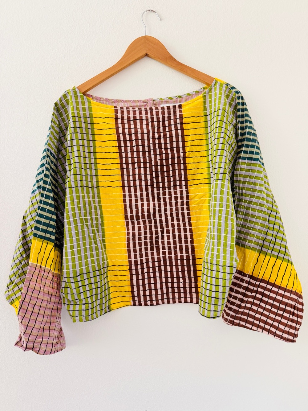 Rujuta Sheth Bloom Shirt Ink Grid Chex Block Print View 6